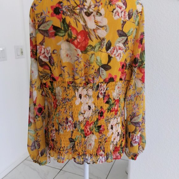 Like New INC Long Semi Sheer Sleeve Floral Print Surplice Blouse Top XL  0X 14 - Picture 12 of 15